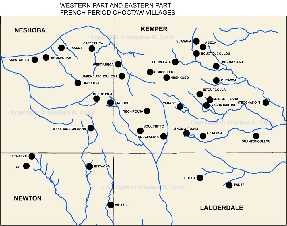 Western Part and Eastern Part French Period Choctaw Villages