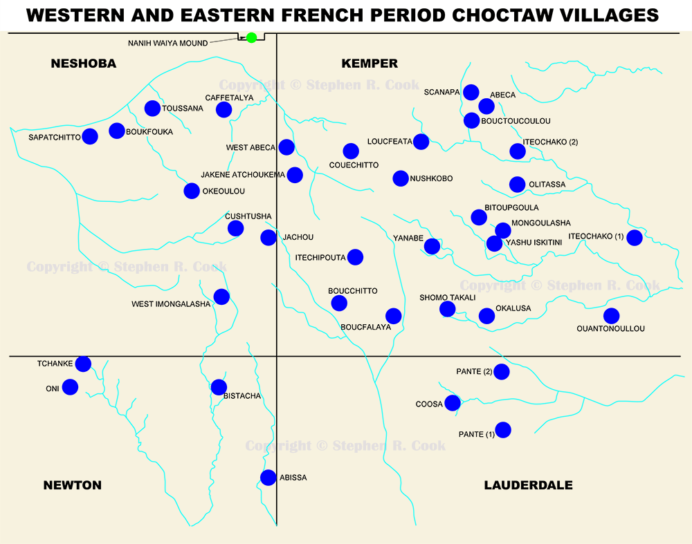 Western and Eastern French Period Choctaw Villages